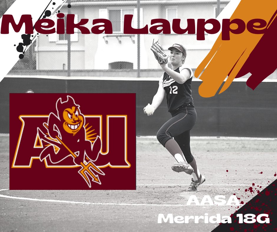 AasaMerrida18G's tweet photo. Congrats “Kid” on your commitment to @ASUSoftball .  Your hard work, determination, focus, desire &amp; loyalty paid off!  3 sport athlete, 4.0 GPA, ranked 3rd in your class matters!  Your makeup/character &amp; coachability is off the charts! Congrats from AASA staff.  Go Sun Devils!! https://t.co/hQ1AuHOebb