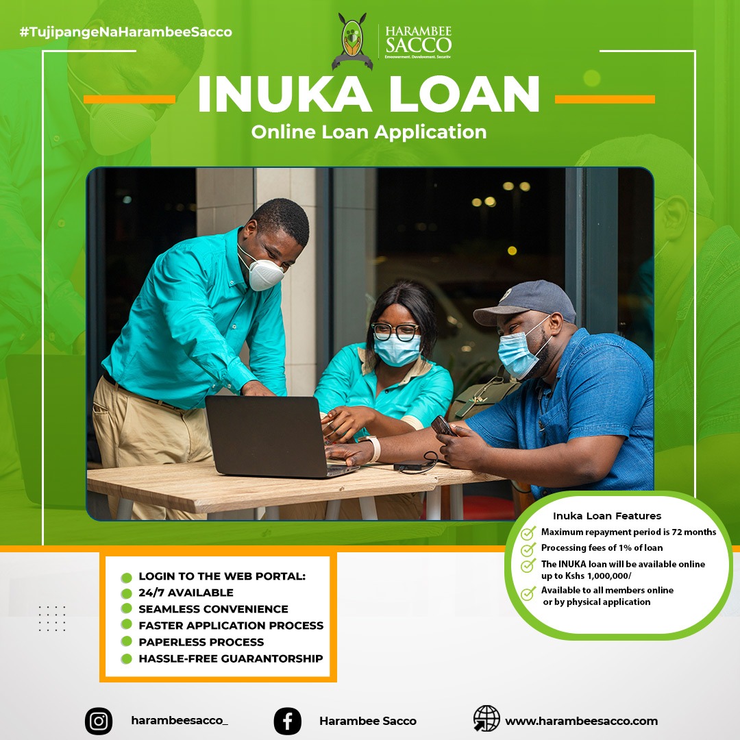 HarambeeDTSACCO's tweet photo. Online loan application has never been easier, call guarantors inform them early, log into Harambee MCASH App or Use USSD *357# Go to loans, BOSA loans, apply Inuka Loan, pesa PAP.
#TransformationForBetter
#InukaLoan https://t.co/z2TfyOjblS