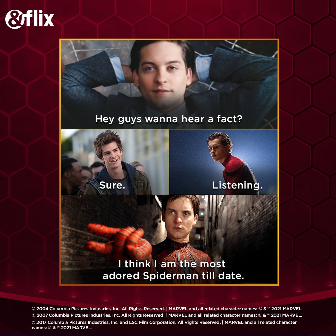 AndFlix's tweet photo. Debatable? We think not. Tell us your WHYs or HELLNOs in the comments below. And don't forget to catch Spiderman's adventures on &flix in the coming days.
#SpiderMan #SpiderManFans #Christmas #SpiderFans #SpiderVerse #Spider #Movie #Hollywood https://t.co/I8DZAPgRvx