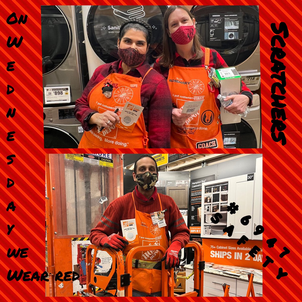 Had fun passing out scratchers!! Safety awareness. Vinny demonstrating how to properly wear your harness and gloves all the time! #6947strong #oneteam #safetytakeseveryone #redshirt #redwednesday