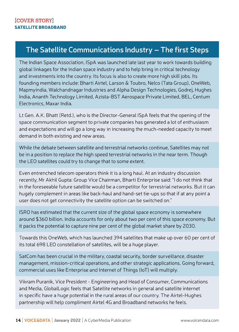 GlobalLogic_IN's tweet photo. Voice &amp; Data mag quotes GlobalLogic’s VP, Engineering - Vikram Puranik on the low-orbit space race for #broadband penetration and service in the remotest part of the country and the world, along with industry leaders. https://t.co/rDDRatnAr7