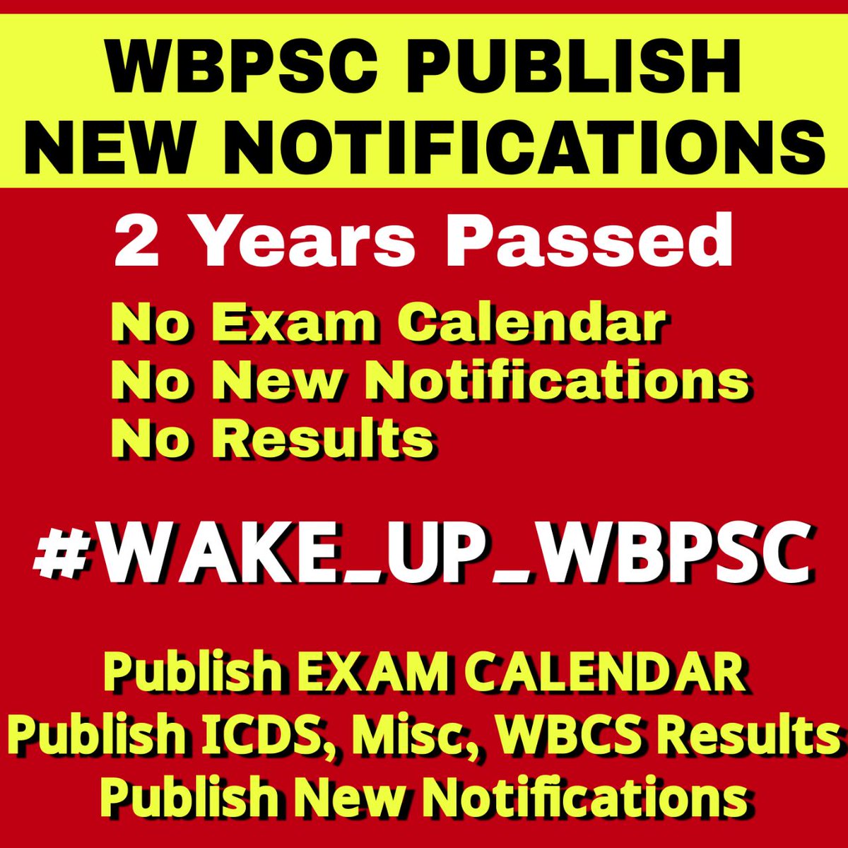 ALArif372's tweet photo. #WAKE_UP_WBPSC
#DIDI_JOB_DIN
Please publish all the pending results like icds_mains wbcs_prelims_2021 miscellaneous etc and do publish new recruitment notifications like miscellaneous, wbcs_2022, kps, food_si.
Please look at us @Zee24Ghanta   @shatarupghosh @SrijanForYou https://t.co/42NDLgVkyC