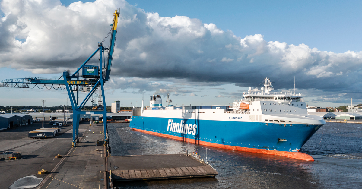 PortOfTurkuFI's tweet photo. Congratulations #Finnwave! After its extension operation, @finnlines_group's Finnwave started operating in our liner traffic on 27.1.2018, ie vessel is celebrating its anniversary today! Finnwave was extended in 2017 by approximately 30 m, increasing its cargo capacity by 30%. https://t.co/RSODeGo18i