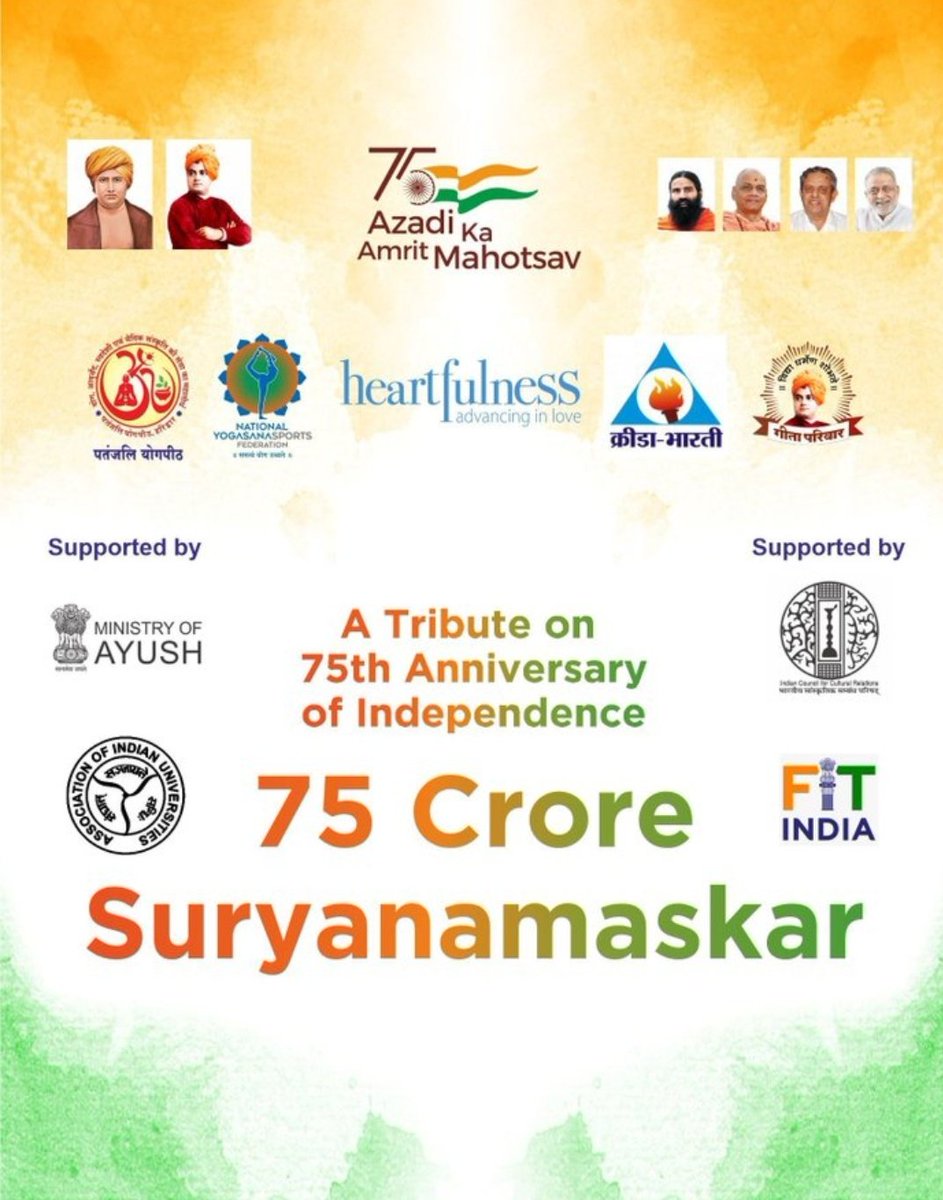 ICCR_Nepal's tweet photo. @iccr_hq in collaboration with @yogasanaindia is organizing “750 Million Surya Namaskar” Project inviting yoga enthusiasts from across the world to perform 750 Mn Surya Namaskars. Register at https://t.co/pNJi5413cd and be a part of the World Record. 

#AmritMahotsav https://t.co/CnvdRdVbln