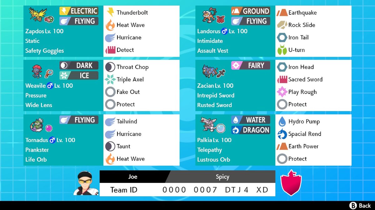 Cocofourdayz's tweet photo. Here's some in game team codes for the recent pastes I've made.
If you want the pastes, hit me up and I'll send them your way!
#PokemonSwordShield #VGCs12 #PokemonVGC #Teambuilder #Pokepaste https://t.co/1yzAxRr2zA