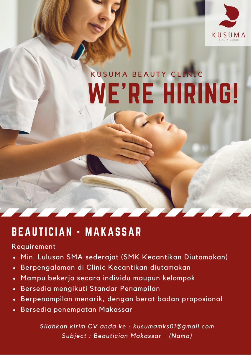 CareerKusuma's tweet photo. #LOKERMAKASSAR
#lokerbeautician https://t.co/XuCCmYkz5V