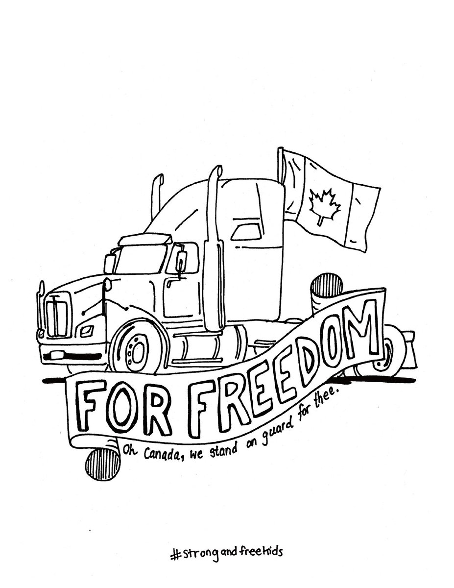 rodnokon's tweet photo. My lovely wife made this colouring sheet for the kiddos - Let’s Go Trucker’s! End all C19 Mandates. Stand up for a Free Canada. #strongandfreekids

#TruckerConvoy2022 #TruckersForFreedom #freedomconvoy https://t.co/kzxWLSHN0U