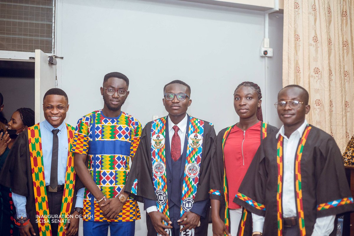 thescisasenate's tweet image. Meet the leadership of the 4th Senate House 🤩

L-R

Justice Kelvin Kwadzo Dzameshie, Clerk

Isaac Amoah, Deputy Speaker

Enoch Nkansah Fordjour, Speaker 

Bernice Appiah, Deputy Clerk

Jerry Justice Kwaffo, Marshal

#ScisaSenate
#ScisaKNUST
