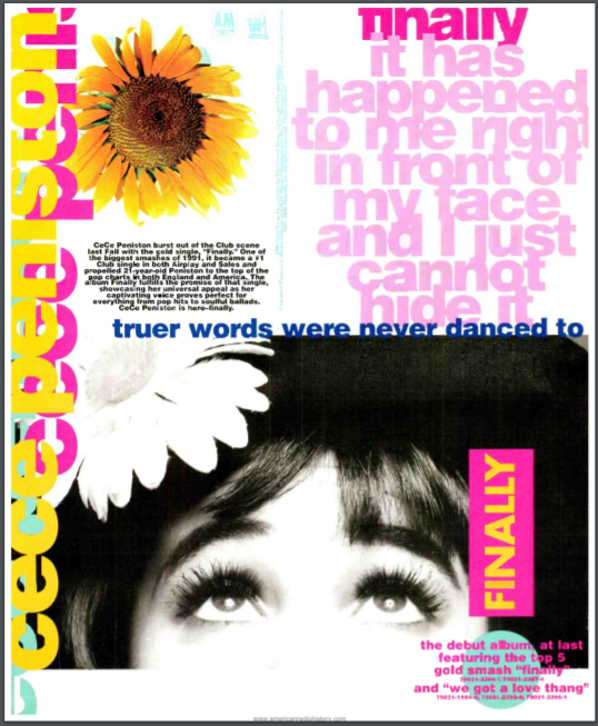 myfizzypop's tweet photo. Happy 30th! #onthisdayinpop in 1992, @CeCe_Peniston released her debut album #Finally in the UK; so much more than the (admittedly glorious) title track, tracks like #KeepOnWalkin' & #InsideThatICried are solid gold.
https://t.co/ymwT76Cf6v https://t.co/tJGENWfOHl