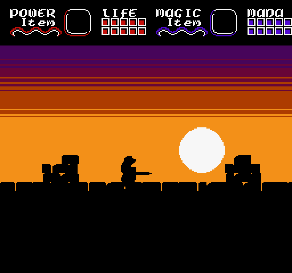 Fighting some giant flying monster on a crumbling wall at dusk...

Mocking up (mockuping?) some set-pieces to try and get a direction for the world (the entire game won't be shaded in black btw, lol). #indiedev #gamedev #pixelart #NES #soulslike #metroidvania