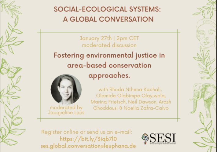 Arash Ghoddousi (@arashghoddousi) on Twitter photo Join us today at 14:00 (CET) for @SESLeuphana discussion round on ‘fostering environmental #justice in area-based #conservation’ organized & moderated by <a href="/Loos_Jac/">Jacqueline Loos</a> Join us today at 14:00 (CET) for @SESLeuphana discussion round on ‘fostering environmental #justice in area-based #conservation’ organized & moderated by <a href="/Loos_Jac/">Jacqueline Loos</a>