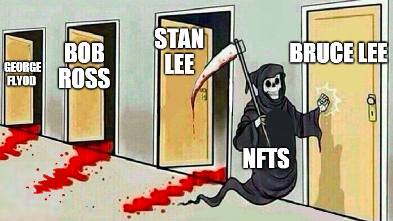 What is with dead people and NFTs?

#Cryptogaming #Cryptogame #NFTgame #NFTGaming #Metaverse  #Metaversegaming #BSC #P2E #Playtoearn #NFT #NFTs #Crypto #GameFi #ETH #Bitcoin #Ethereum #SupremacyGame $SUPS #BreakingNews 
#Memes