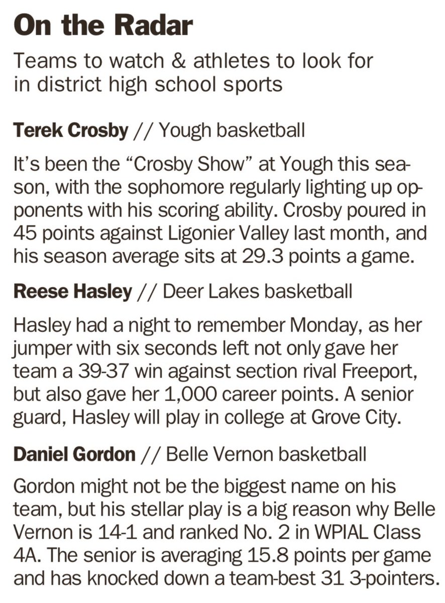 This week’s <a href="/PGVarsityXtra/">PG Varsity Xtra</a> On the Radar featuring Yough’s Terek Crosby, Deer Lakes’ Reese Hasley and Belle Vernon’s Daniel Gordon.