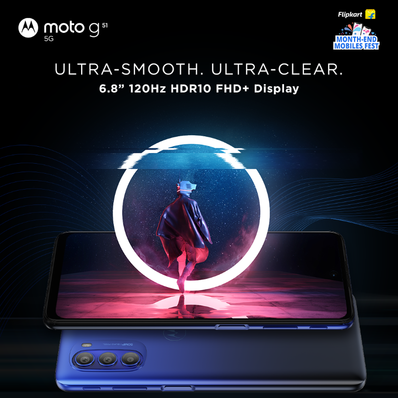motorolaindia's tweet photo. Kickstart your day with #motog51 5G! Featuring 12 Global 5G Bands, India’s First Snapdragon™ 480+ 5G Processor &amp; more, it helps you #GoTrue5G at just ₹13,999. Head to @Flipkart's #MonthEndMobilesFest today. Offer valid till 31st Jan. #gomotog