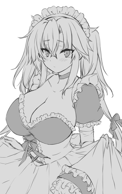 メイド武蔵しゃん・・可愛い感じのラフ描けたから落書きじゃなくしっかり時間かけて仕上げます～(*'▽') 