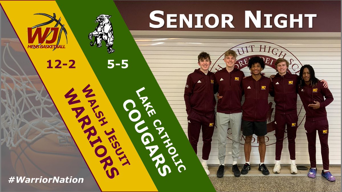 WalshJesuitMBB's tweet photo. ⚔️ FRIDAY... SENIOR NIGHT ⚔️
⭐️ Kennon, Tyler, Kole, Nate, Arico ⭐️

🗓️ January 28, 2022
📍 Walsh Jesuit High School
🛡️ WARRIOR DOME
⏰ 4:00 FR | 5:30 JV | 7:00 VARSITY
🎟️ https://t.co/ZbMAgl6Da1

#WarriorNation https://t.co/WMzUg1Vp06