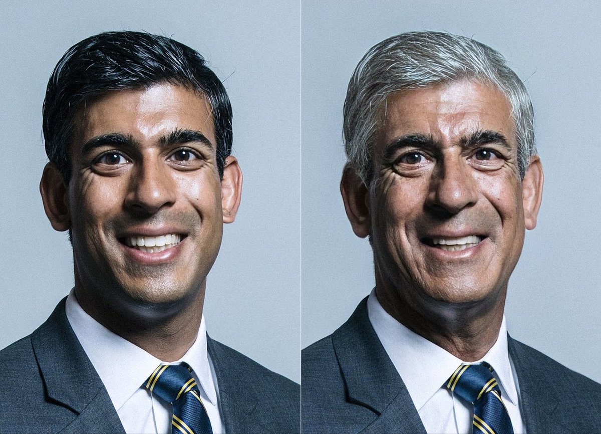 Top marks to cosmetic surgeons Vera Clinics (or their PR team) who have produced images showing what possible Tory leadership contenders could look like after a few years as PM. Here's Dishy Rishi