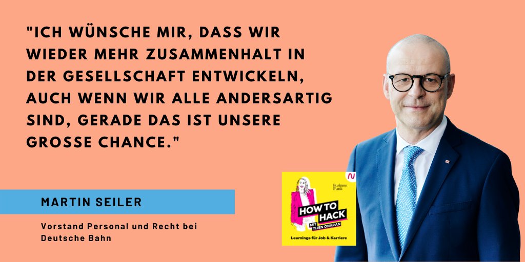 gd_women's tweet photo. Eine neue Podcast-Folge #HowToHack ist online. Diese Woche mit Martin Seiler, Vorstand für Personal und Recht bei der Deutschen Bahn. Mit @TijenOnaran spricht er u. a. über sein Buch und die Themen: #Haltung, #Diskurs und #Transformation.
Jetzt anhören! https://t.co/0y3GGj27Bu https://t.co/VBWu69Kdf4
