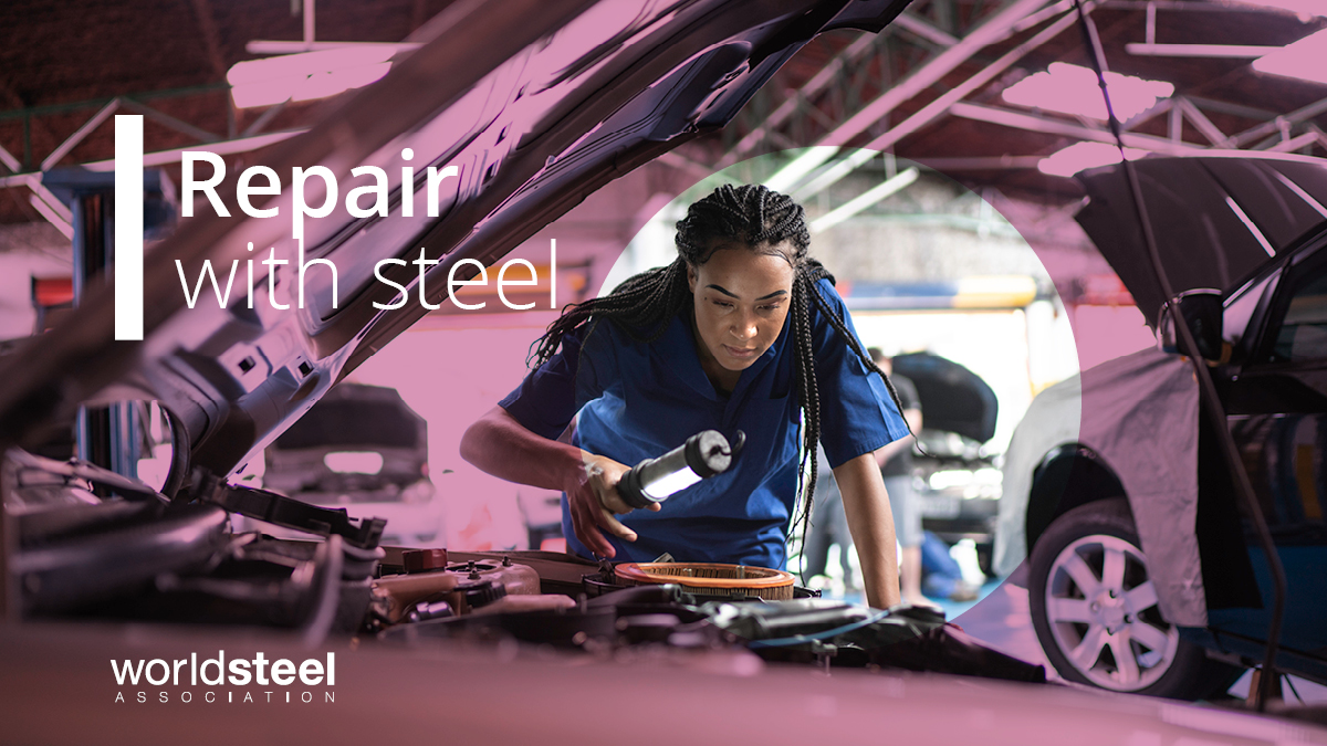 Whether it's to repair a 🚗, 🚚, 🏍️ or 🚴 mechanics rely on steel. This versatile and durable material is used in the manufacture of many essential tools and equipment in a workshop, such as keys, sockets, automotive lifts, and more. #RepairWithSteel