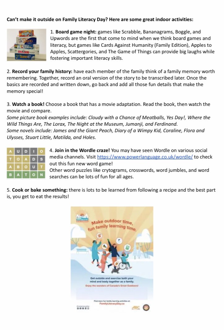 It’s Family Literacy Day in #PEI and across Canada. Check out these great ways to celebrate literacy!