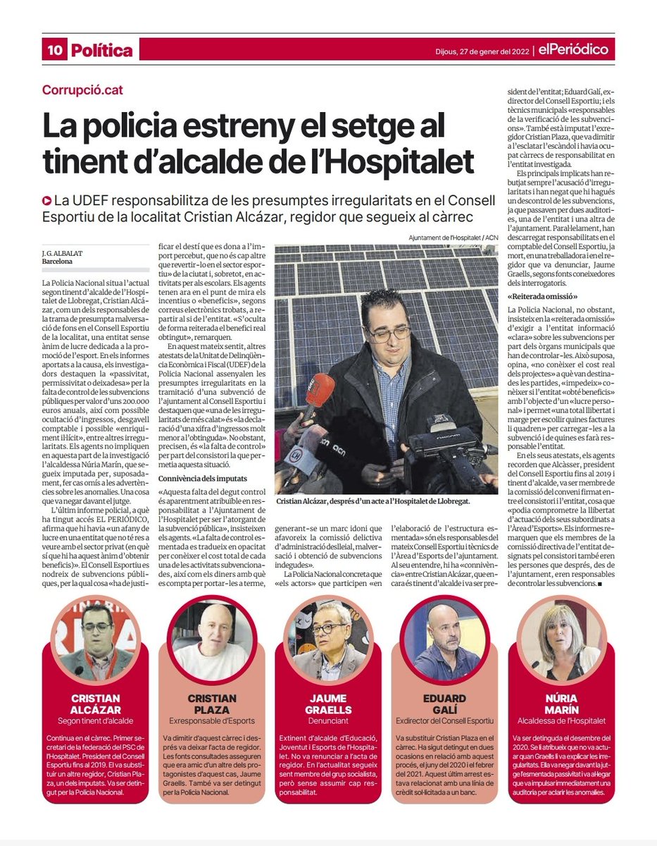 LauAlza's tweet photo. 📢Tota la premsa en va plena i vostès mirant a un altre banda.
🤐Per ètica política i respecte a les veïnes, a l’ajuntament i a #lhospitalet no poden fingir que no passa res. 
⚠️Parlem de pressumpta corrupció i això és molt greu.
⚖️Depurin responsabilitats!
#CasConsellEsportiu https://t.co/JZ6OLmRXwf