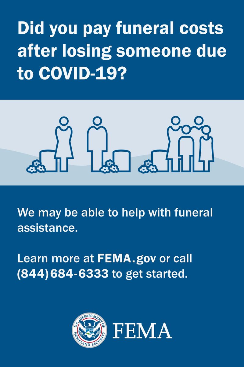 Families who lost a loved one to COVID-19 still have time to get financial assistance from FEMA.  

For more information visit fema.gov/disaster/coron…