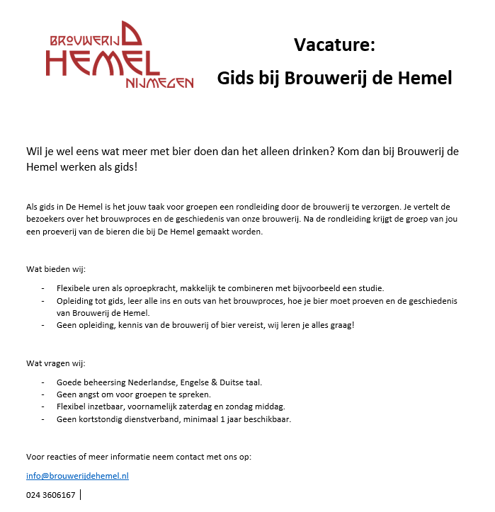 Op zoek naar een Hemelse baan? Wij hebben twee nieuwe vacatures!
