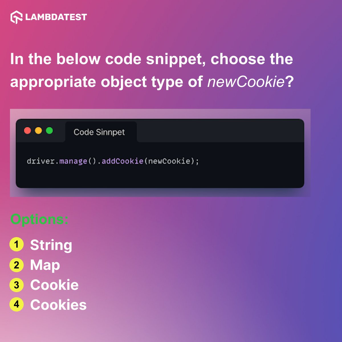 lambdatesting's tweet image. Here is the next question in the #LambdaTestCodingChallenge series🚀
𝗖𝗵𝗮𝗹𝗹𝗲𝗻𝗴𝗲 𝟬𝟱(𝗝𝗮𝗻𝘂𝗮𝗿𝘆 𝟮𝟮)
#CodeFestJan2022