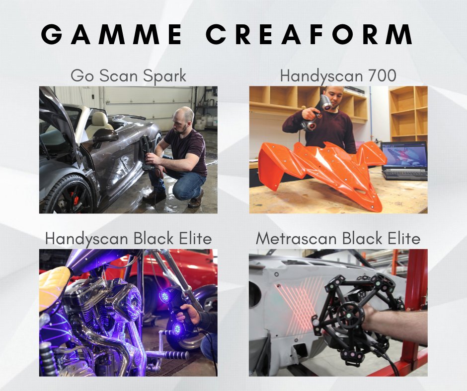 👉Découvrez la gamme de scanners 3D Creaform 

💡La gamme ci-dessous se compose des scanners suivants : Go Scan Spark, Handyscan 700 &amp; Black Elite, Metrascan Black Elite. 

❔Vous souhaitez découvrir les caractéristiques de ces scanners ? 
Contactez-nous : ✉️devis@3dsolutions.fr