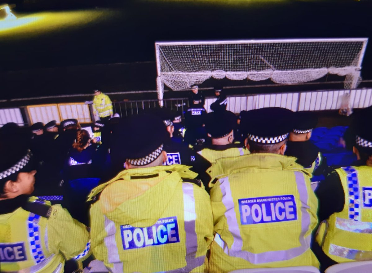 GMPStockport's tweet photo. Chief Superintendent Webster led a briefing for #OperationAVRO early this morning which included partners and community leaders. Thank you to @StockportCounty for kindly hosting us this morning! https://t.co/GlINYYWJQ0