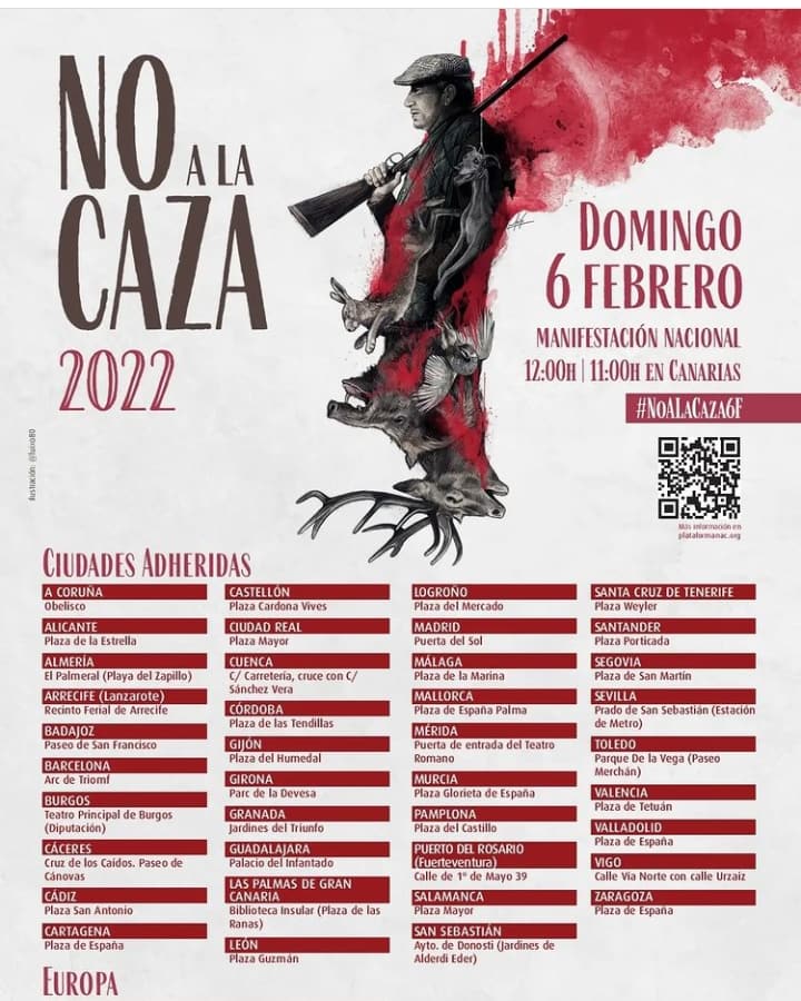 fundacionbm's tweet photo. 6 de febrero España
Manifestación contra la caza con perros

Un año más seguimos gritando tanto o más fuerte que sus disparos.

Por todos los que ya no están, por todos los que nos acompañaron.

BUSCA TU CIUDAD, Y ÚNETE EL #6F https://t.co/rfa6uqB9pM https://t.co/xMn5QlTuL5