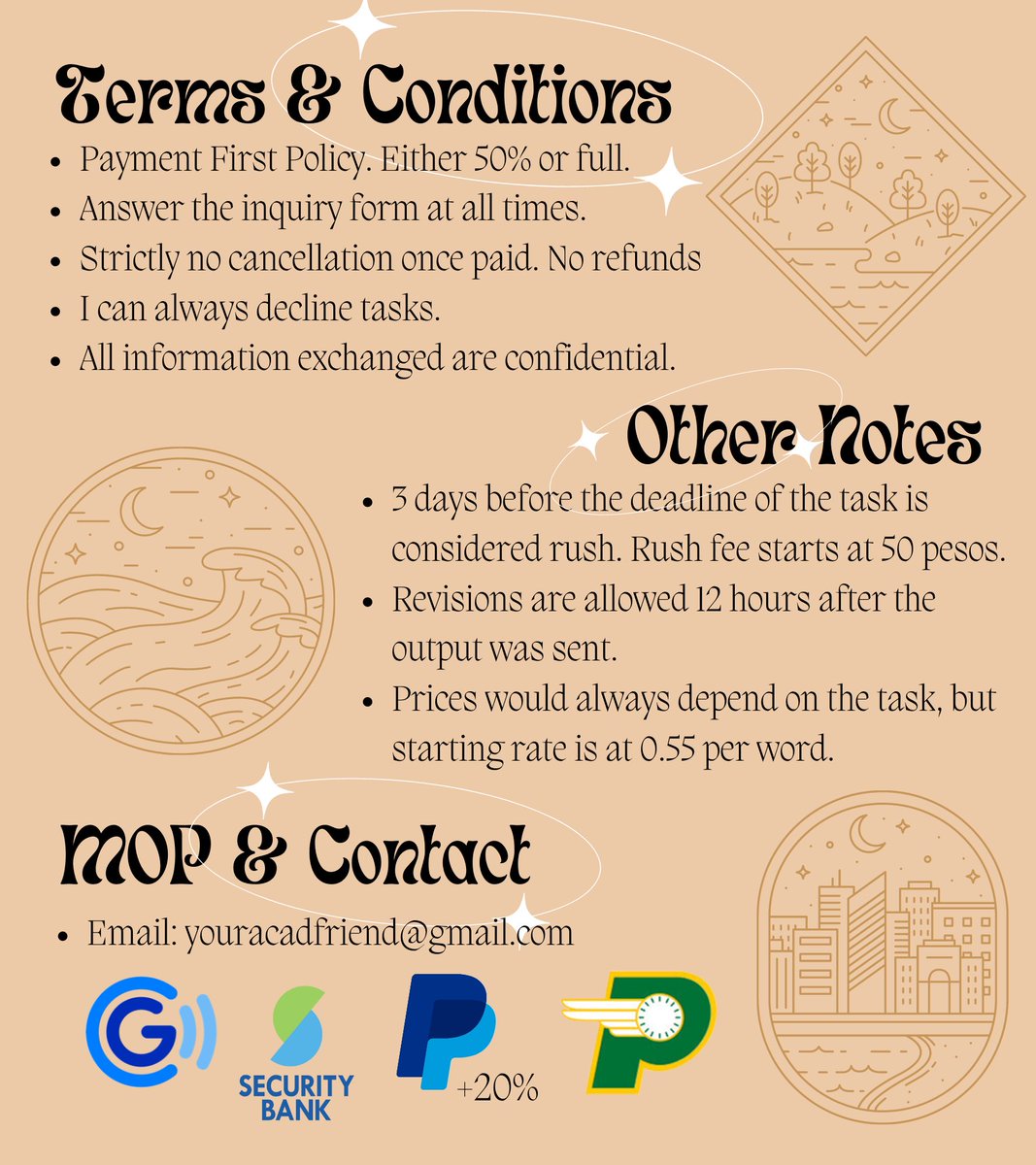 YourAcadFriend's tweet photo. ⋆ ☾⋆ Good day! This is Ari, Your Acad Friend. If you need help with your requirements, do not hesitate to message me. ♡

— Attached below is my comm sheet with all the necessary details. Get to know me by reading it. ☻ 

Let’s work together!

✦ Feedback: #YourAcadFinished https://t.co/ECF9bzOHrX