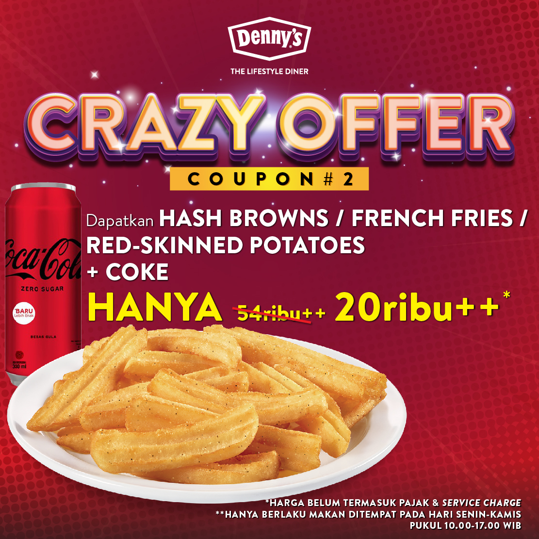 Crazy Coupon Denny’s !

Tukarkan segera kupon ini di Denny’s Kota Kasablanka atau <a href="/dennys_id/">Dennis Luna</a> Senayan City!

Periode promo 19 – 31 Januari 2022
Klik: bit.ly/crazyofferdenn…

Jangan sampai ketinggalan kupon ini, guys!