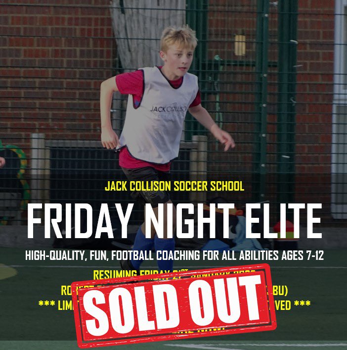 JCsoccerschool's tweet photo. ๐จ SOLD OUT! ๐จ
Our popular weekly coaching sessions have sold outโฆ again!
#JCSS #WeeklyCoaching #TheBest https://t.co/1tbDN154nF
