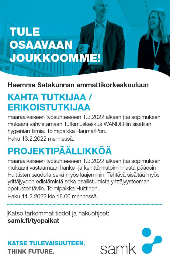 Arvatkaas mitä? Taas me rekrytään :-)  samk.fi/tietoa-meista/…  #katsetulevaisuuteen #thinkfuture