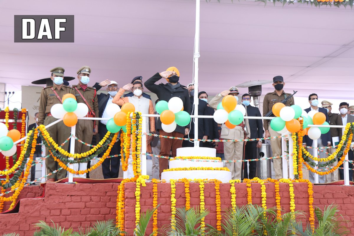 DC_Faridabad's tweet photo. #Information | In the district level #RepublicDay function held in Faridabad last day, Chief Guest @flickersingh, Hon'ble Minister of State for Sports inspected the parade and took the salute.
#RepublicDayWeek #Faridabad #Haryana https://t.co/qJARig8H7b