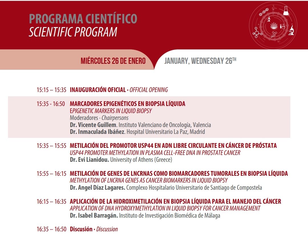 adiazlagares's tweet image. It has been a pleasure to participate in the VII Liquid Biopsy Symposium, in the #epigenetic biomarkers session, talking about #methylation of #LongnoncodingRNA genes as #tumorbiomarkers in #liquidbiopsy. @oncomet_ @idis_research @ACIS_sergas @tactics_md @imos_indo