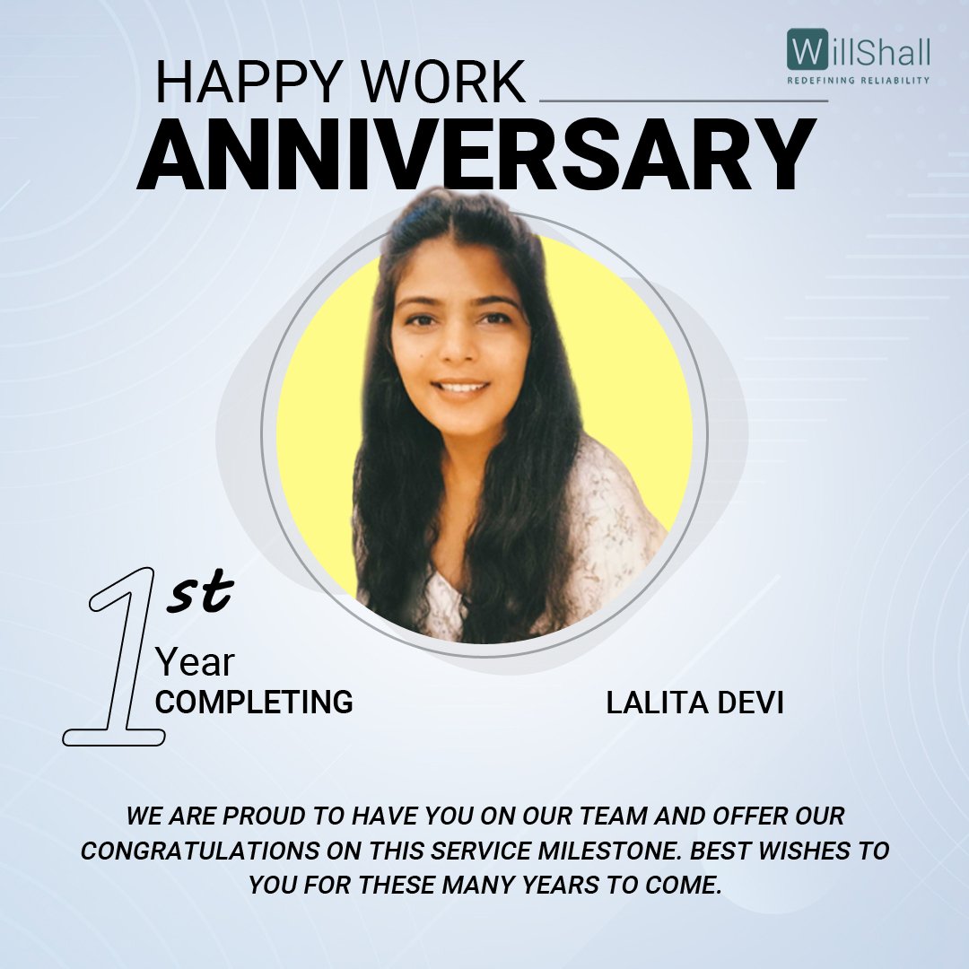 Congratulations on your Work Anniversary with WillShall
Your determination and effort that you have demonstrated during your time with us is surely just the beginning of what you will accomplish in the upcoming years...
Wishing you more successes and best wishes always!!

 #Congo