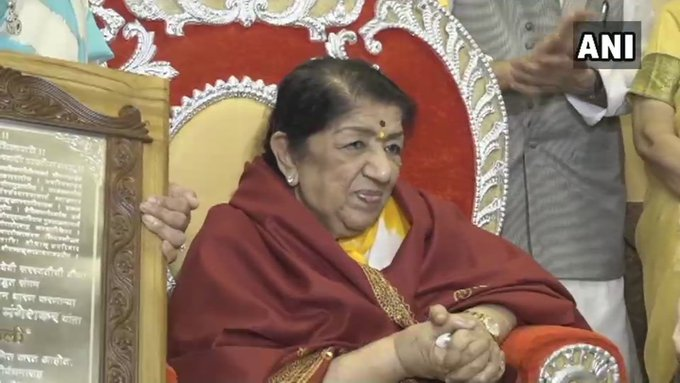 ANI's tweet photo. Legendary singer Lata Mangeshkar is showing signs of improvement but will remain under observation of the team of doctors, reads an official statement. 

(File pic) https://t.co/vcAdksfk33