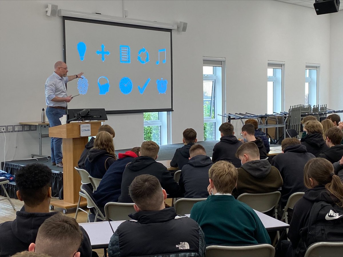 QEStudio_School's tweet photo. Many thanks to Tim Milner, Education Keynote speaker for his live delivery of ‘Exam Success’ to all our Year 11s. This interactive event reinforced key messages on how best to revise and cope with revision and examinations. #everydayreviewing #aiminghigh https://t.co/foUOIz5dTz
