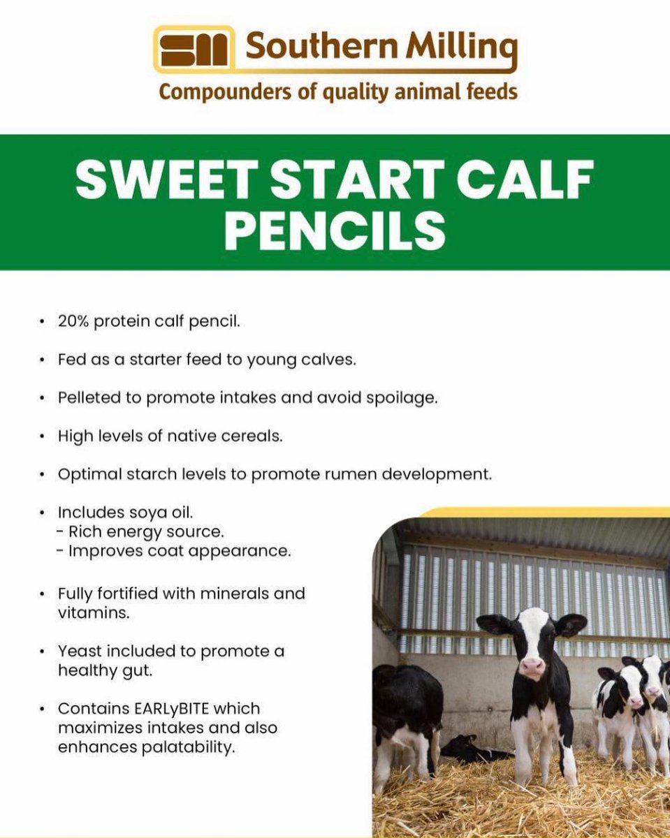 SouthernMilling's tweet photo. 🟢 SOUTHERN MILLING CALF RANGE 🟢 Please contact a rep or find office contact details in our bio for further information on our high quality milk replacer, starter calf pencils or super calf rearer nut 🟢🐮 https://t.co/zvcWgguK9f