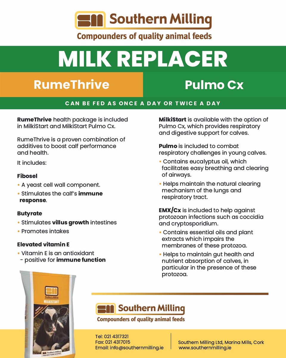 SouthernMilling's tweet photo. 🟢 SOUTHERN MILLING CALF RANGE 🟢 Please contact a rep or find office contact details in our bio for further information on our high quality milk replacer, starter calf pencils or super calf rearer nut 🟢🐮 https://t.co/zvcWgguK9f
