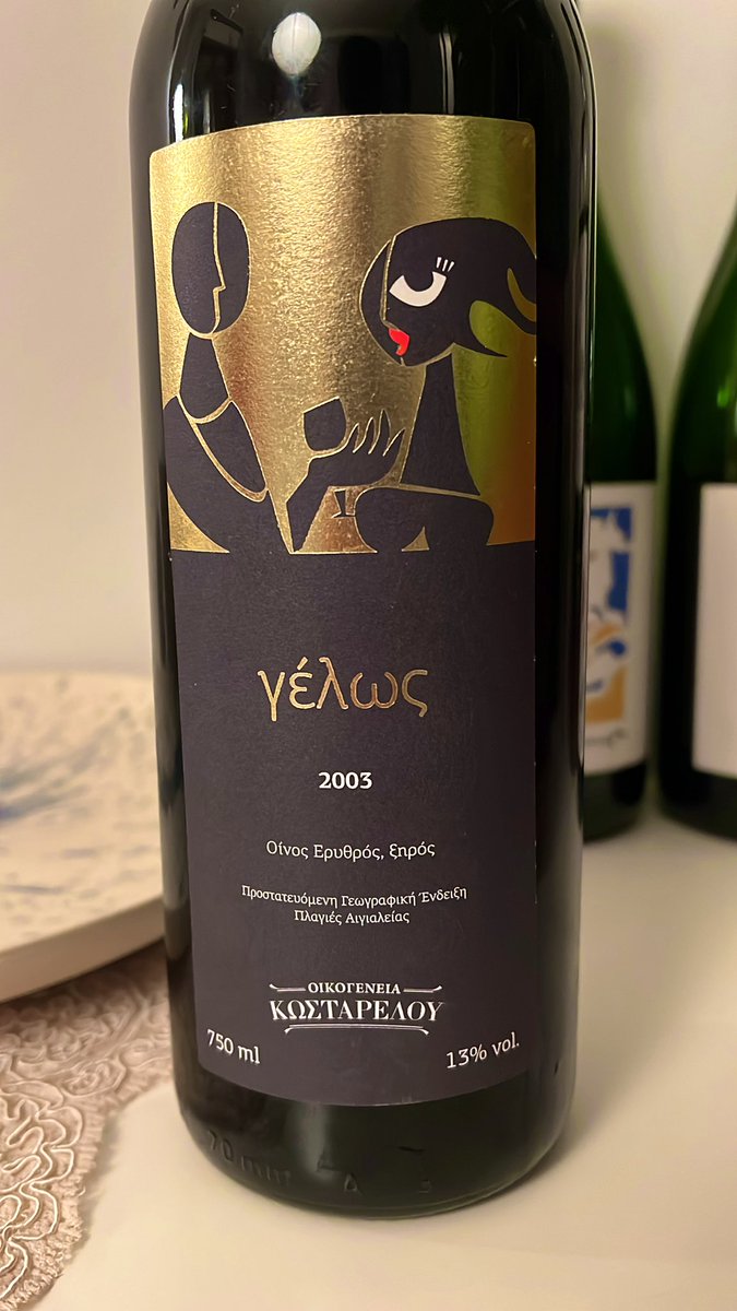 sommsnotes's tweet image. Last night had a Greek red, actually from a chain of delis (Kostarelou). A Cabernet Sauvignon which has a surprising amount of age considering the price! Great value wine