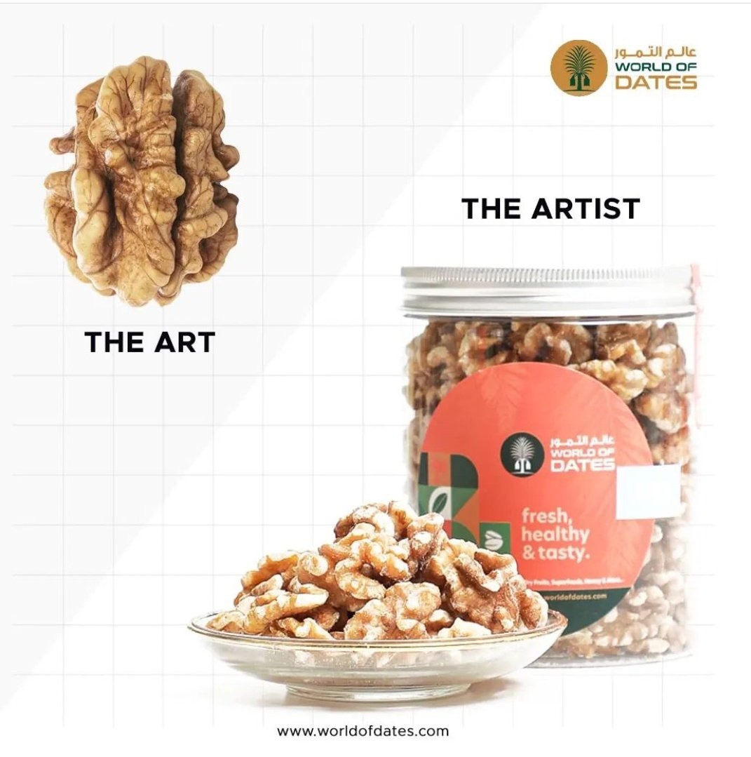 WorldofDates's tweet photo. Want to know the dedicated artist behind brain health?
World of Date's 100% Natural Premium Walnuts is the best artist for your brain health.
It may be just a coincidence that the shell of a walnut looks like a tiny brain
Order your pack https://t.co/ynefJlVJ0m
#worldofdates https://t.co/m3qlrWea9I