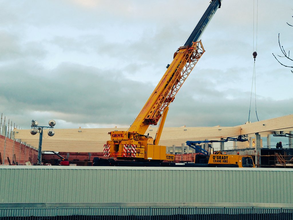 Great to see use of #masstimber #crosslaminatedtimber on the new <a href="/lidl_ireland/">Lidl Ireland</a> store in Portlaoise. Avoiding some of the CO2 emissions of steel and concrete, using timber that stores carbon. <a href="/_FIIreland/">Forest Industries Ireland</a> <a href="/pippa_hackett/">Pippa Hackett</a> <a href="/ConanOCeallaigh/">Conan O'Ceallaigh</a>