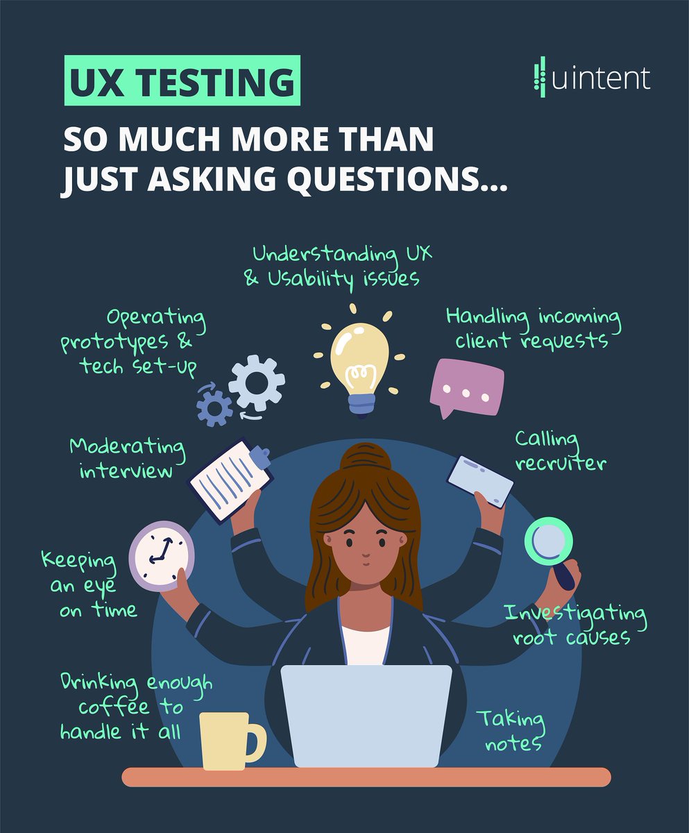 Hello_uIntent's tweet photo. So… as a UX Researcher you talk to people the whole day? And you get paid for it? 🧐
NO? 🙅‍♀️ Few are aware of the multitasking demands of conducting a UX testing. Why UX Testing is so much more …
#ux #userexperience #testing #research #interview #multitasking #people #user https://t.co/FhS7HRwY9v