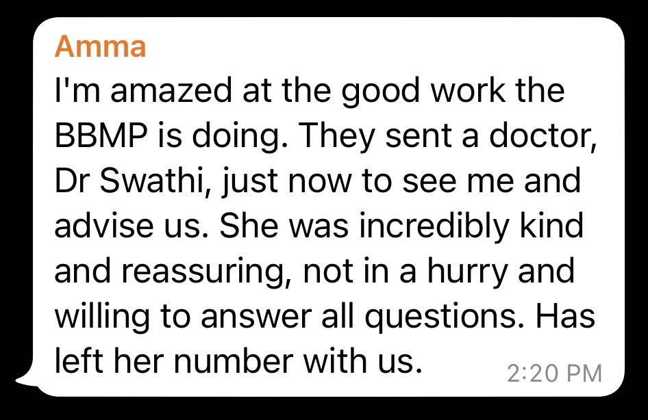 Mother tested Covid positive yesterday in Bengaluru. Her message to me a few minutes ago: