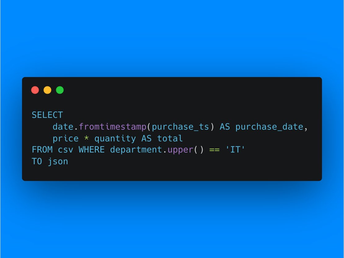 👉 ICYMI: SpyQL 👈 Query data on the command line with SQL-like SELECTs powered by #Python 🐍 expressions 💪

github.com/dcmoura/spyql