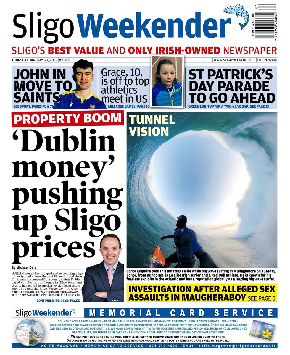 The Sligo Weekender is online and in shops now! Here's a look at this week's front page. SUPPORT YOUR LOCAL NEWSPAPER – PICK UP THE SLIGO WEEKENDER TODAY You can buy the Sligo Weekender online here: pressreader.com/ireland/sligo-…