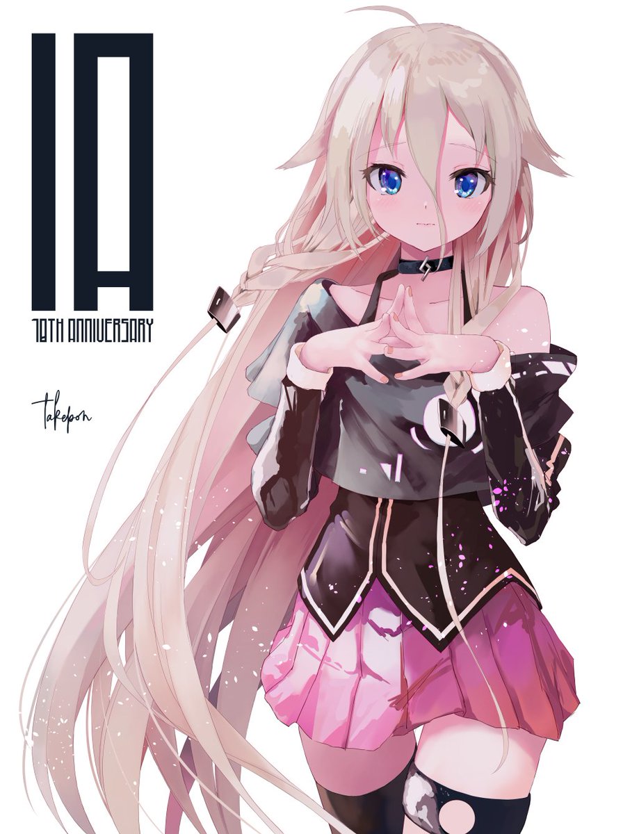 ia (vocaloid) 1girl skirt long hair solo pink skirt thighhighs blue eyes  illustration images